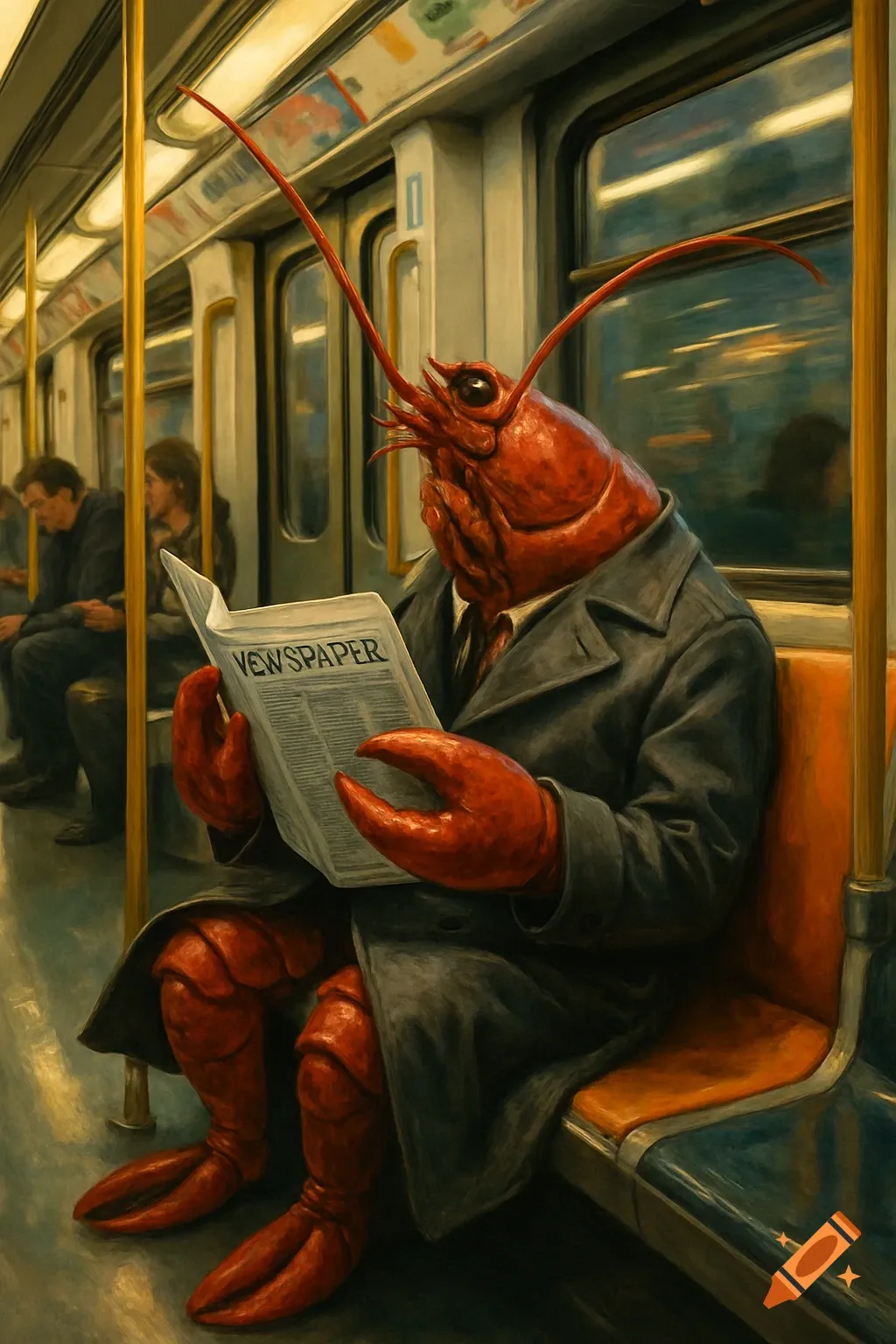 Satirical Depiction of a Lobster as a Communist Leader created on Craiyon